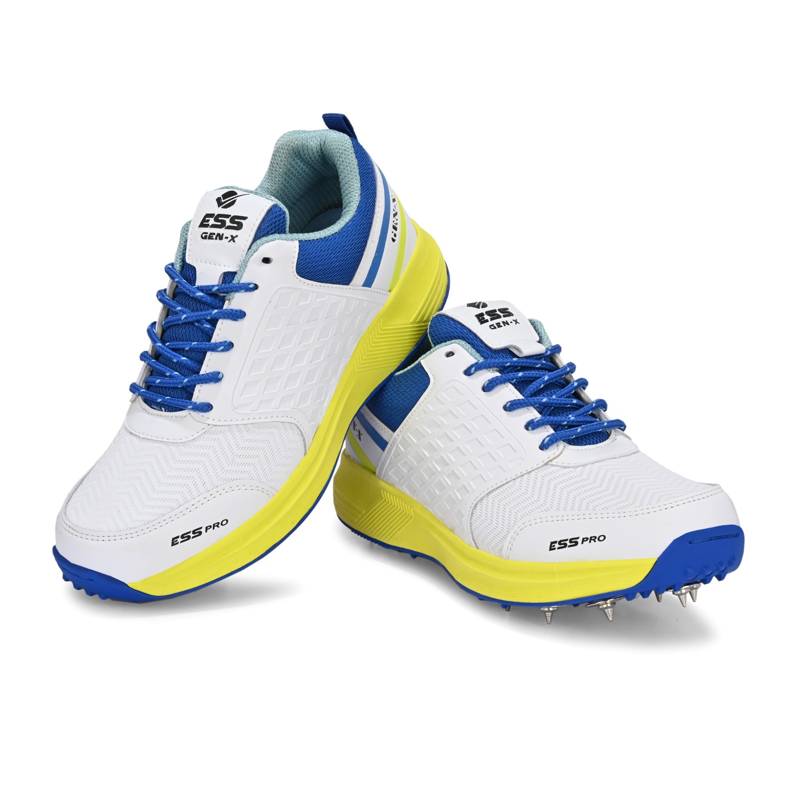 CRICKET SHOES-ESS-GENX-SPIKES-WHT-YELLOW-B1041