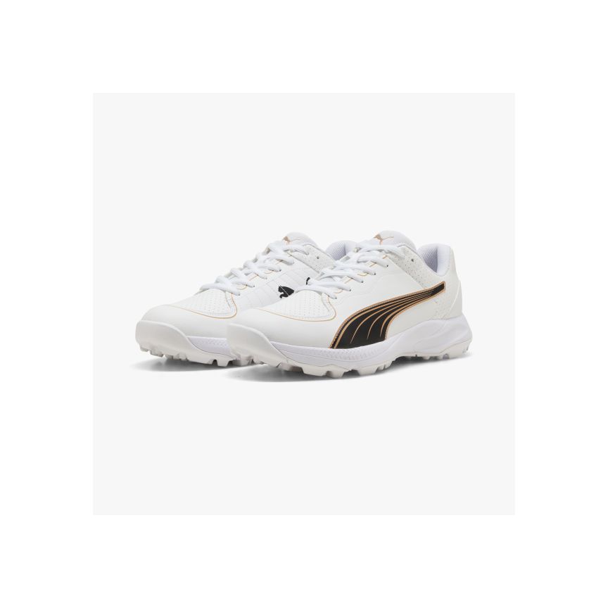 CRICKET SHOES-PUMA 24 FH RUBBER RES 109277WHT-BLCK-GOLD-A9694-