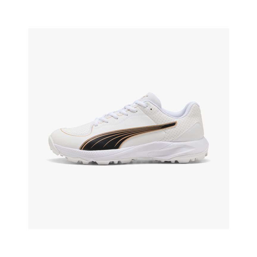 CRICKET SHOES-PUMA 24 FH RUBBER RES 109277WHT-BLCK-GOLD-A9694-1